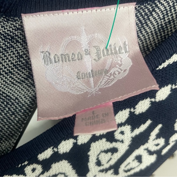 Romeo and Juliet Couture Sleeveless Navy Blue & White Knit Dress Sz L - Picture 11 of 12